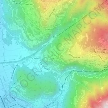 Mapa topográfico Fenalet-sur-Bex, altitud, relieve