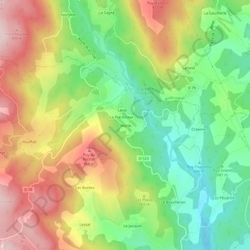 Mapa topográfico Beyne, altitud, relieve