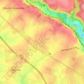Mapa topográfico Hameau de la Route, altitud, relieve