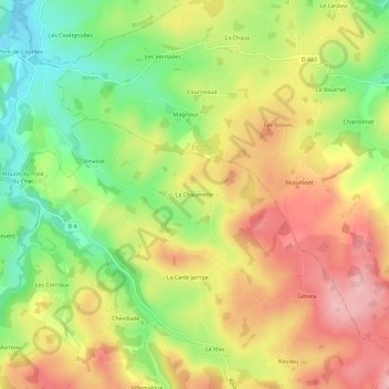 Mapa topográfico La Chaumette, altitud, relieve