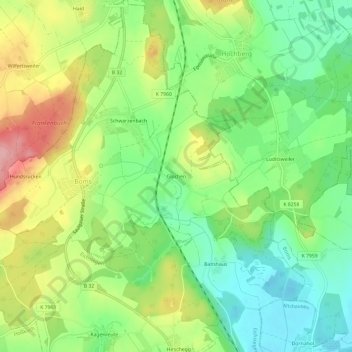 Mapa topográfico Glochen, altitud, relieve