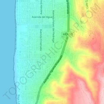 Mapa topográfico Parque Baja California Sur, altitud, relieve