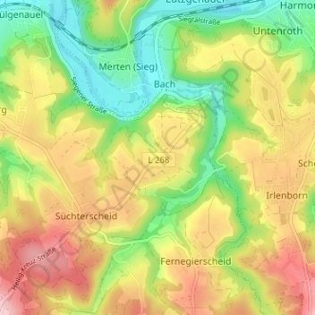 Mapa topográfico Mittelscheid, altitud, relieve