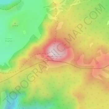 Mapa topográfico Mount Manenguba, altitud, relieve