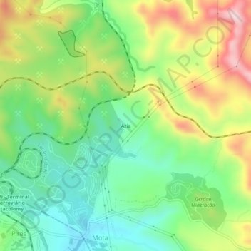Mapa topográfico Azia, altitud, relieve