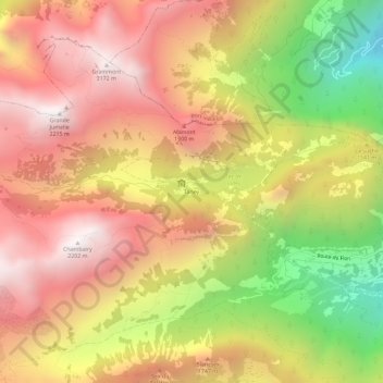 Mapa topográfico Taney, altitud, relieve