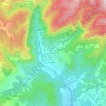 Mapa topográfico Riells del Fai, altitud, relieve