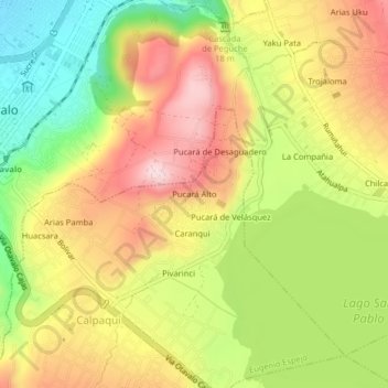Mapa topográfico Pucará Alto, altitud, relieve
