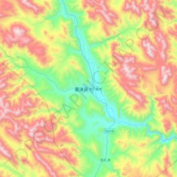 Mapa topográfico Shamda, altitud, relieve