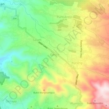 Mapa topográfico Gerdu, altitud, relieve
