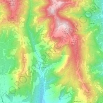 Mapa topográfico Campiano, altitud, relieve