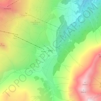Mapa topográfico Radons, altitud, relieve