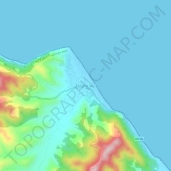 Mapa topográfico Targha, altitud, relieve