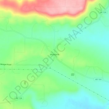 Mapa topográfico Moreland, altitud, relieve