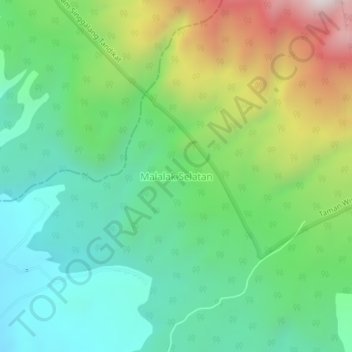 Mapa topográfico Malalak Selatan, altitud, relieve