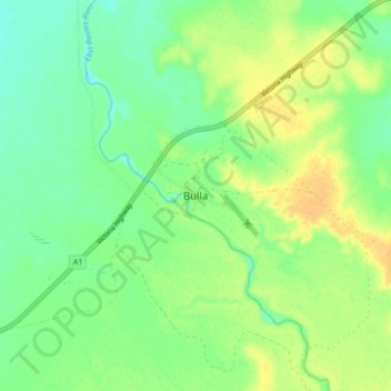 Mapa topográfico Bulla, altitud, relieve