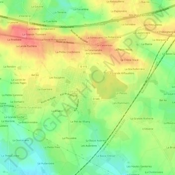Mapa topográfico Les Rochettes, altitud, relieve