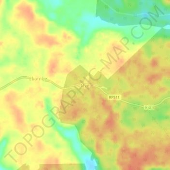 Mapa topográfico Oye, altitud, relieve
