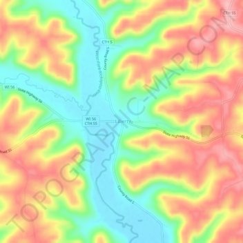 Mapa topográfico Liberty, altitud, relieve