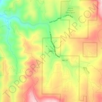 Mapa topográfico Cedro, altitud, relieve