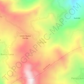 Mapa topográfico San Jose, altitud, relieve