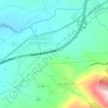 Mapa topográfico Moraleda, altitud, relieve