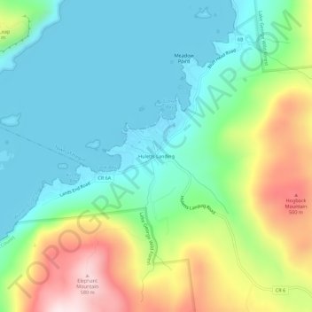 Mapa topográfico Huletts Landing, altitud, relieve