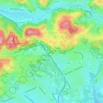 Mapa topográfico Montagne des Boulets, altitud, relieve
