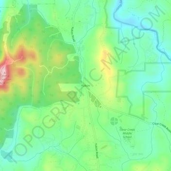 Mapa topográfico Yukon, altitud, relieve