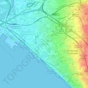 Mapa topográfico Marianella, altitud, relieve