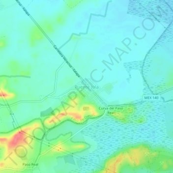 Mapa topográfico Puente Jula, altitud, relieve