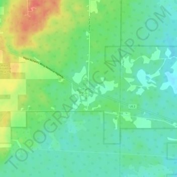 Mapa topográfico Blueberry, altitud, relieve