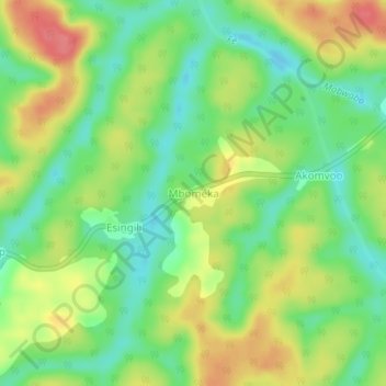 Mapa topográfico Mboméka, altitud, relieve