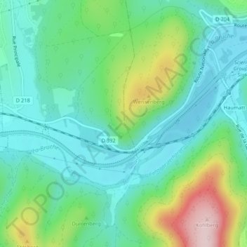 Mapa topográfico Rocher du Corbeau, altitud, relieve