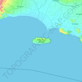 Mapa topográfico Nusa Barong, altitud, relieve