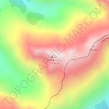 Mapa topográfico Mount Mackenzie, altitud, relieve