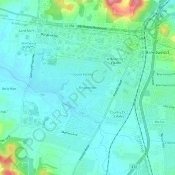 Mapa topográfico Meadowlake, altitud, relieve
