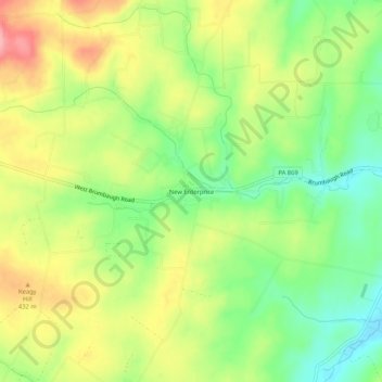 Mapa topográfico New Enterprise, altitud, relieve
