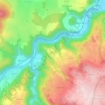 Mapa topográfico Le Roure, altitud, relieve