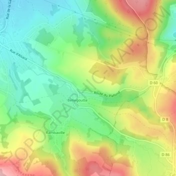 Mapa topográfico Hectel, altitud, relieve