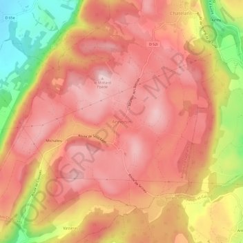 Mapa topográfico Annoisin, altitud, relieve