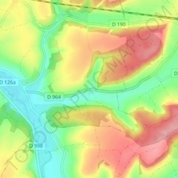Mapa topográfico Seraucourt, altitud, relieve