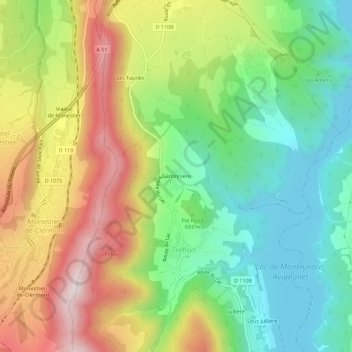 Mapa topográfico Garcinnière, altitud, relieve