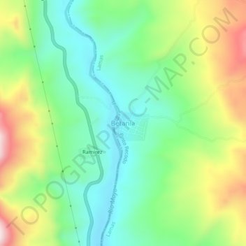 Mapa topográfico Betania, altitud, relieve