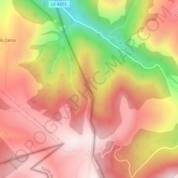 Mapa topográfico Colao, altitud, relieve