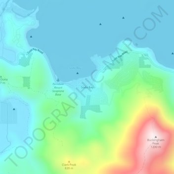 Mapa topográfico Soda Bay, altitud, relieve