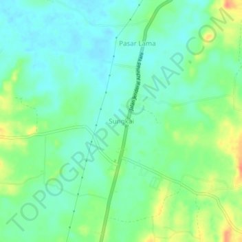Mapa topográfico Sungkai, altitud, relieve