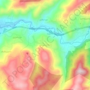 Mapa topográfico Tsikhisdziri, altitud, relieve