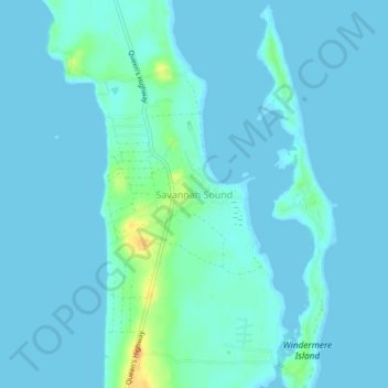 Mapa topográfico Savannah Sound, altitud, relieve