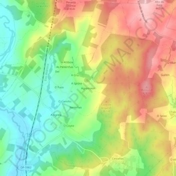Mapa topográfico Agromaior, altitud, relieve